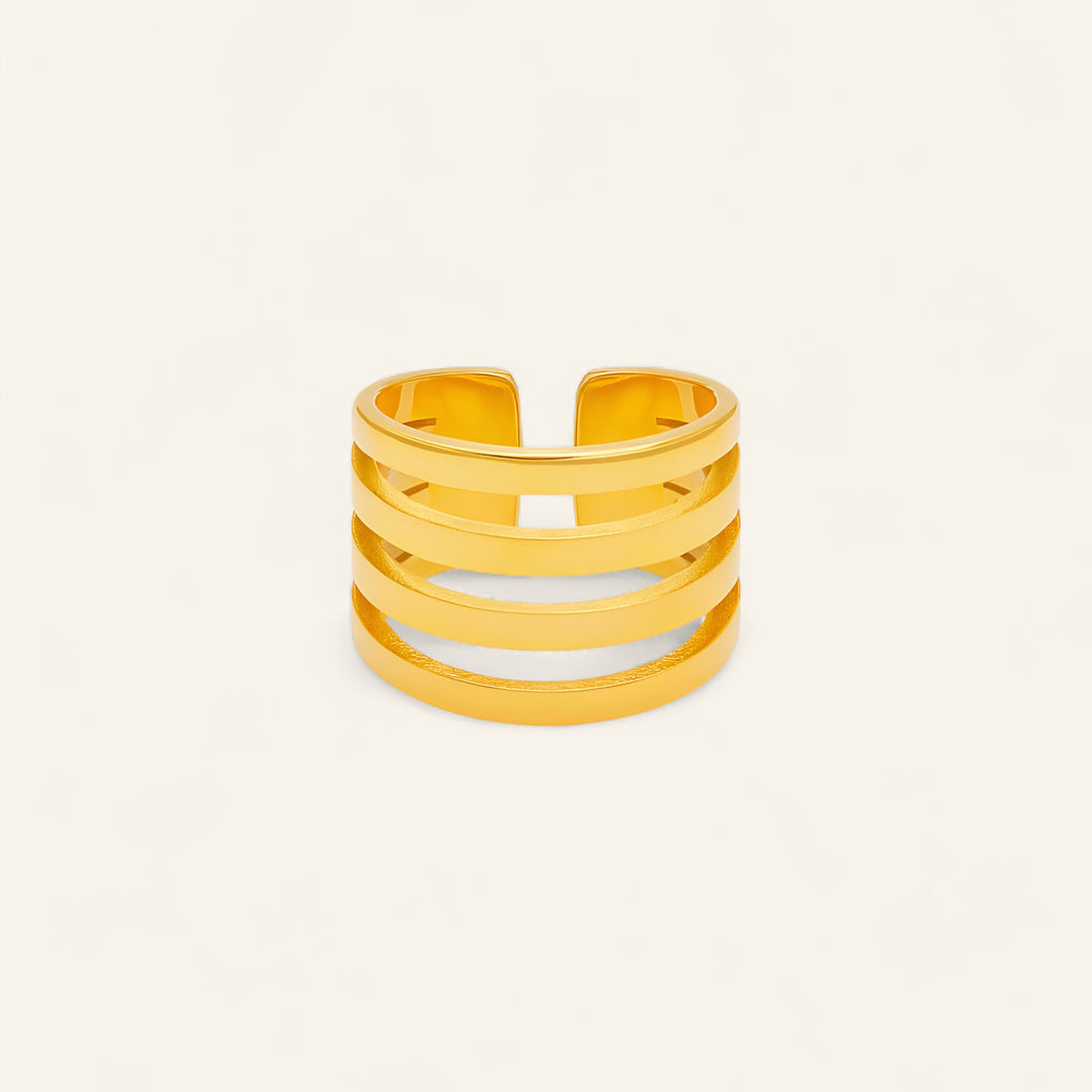 Ribbad guldpläterad ring