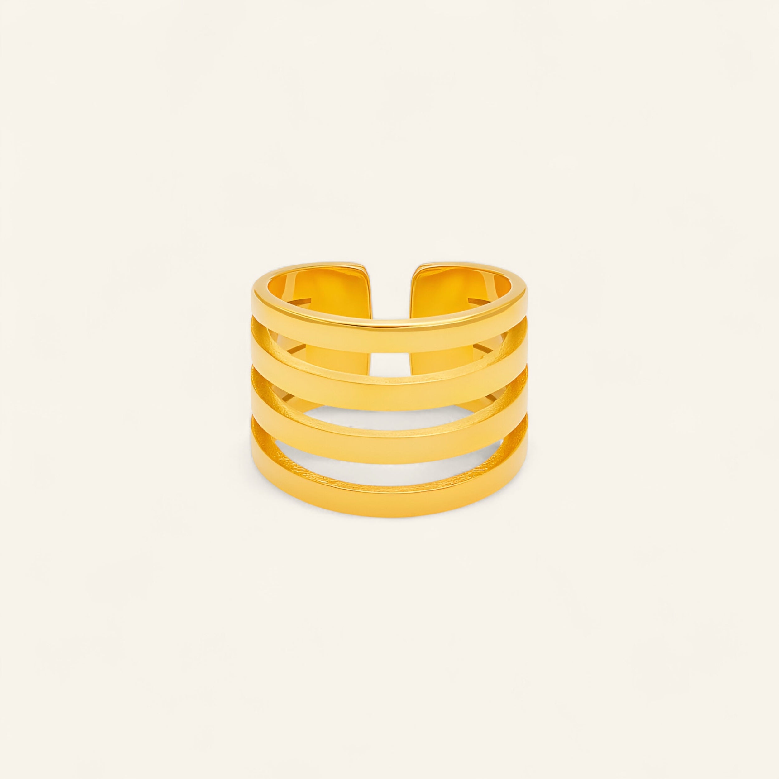 Ribbad guldpläterad ring