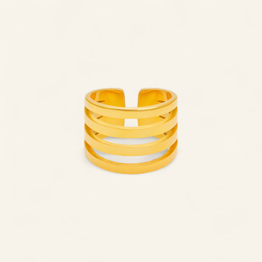 Ribbad guldpläterad ring