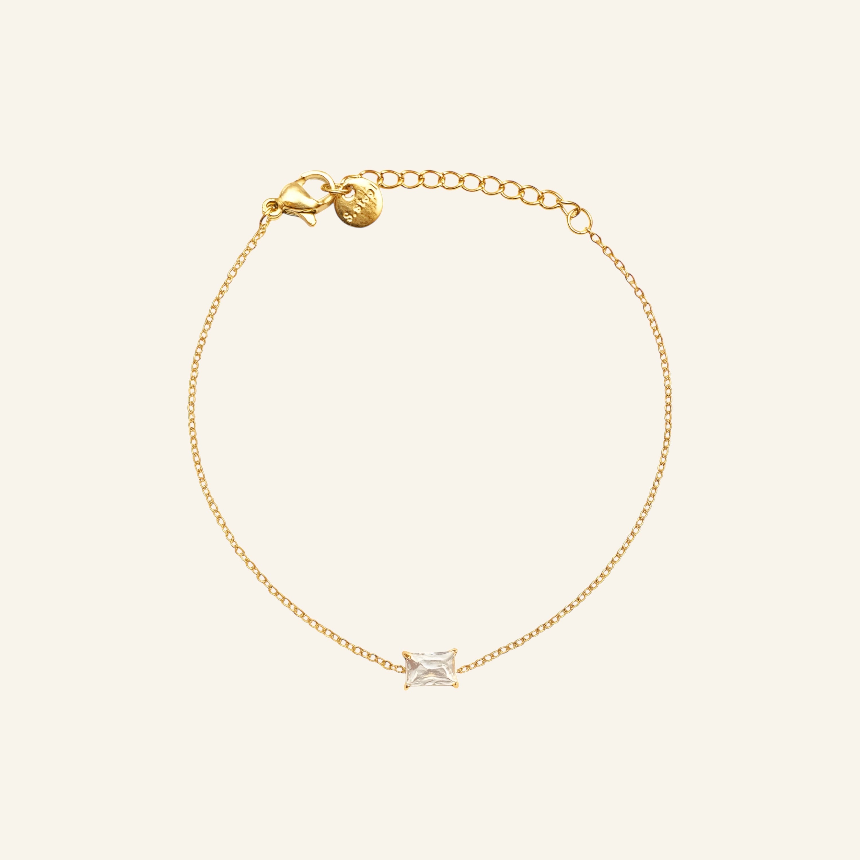 Armband  rektangulär zirkonia kristaller  långsmal kedjelänk