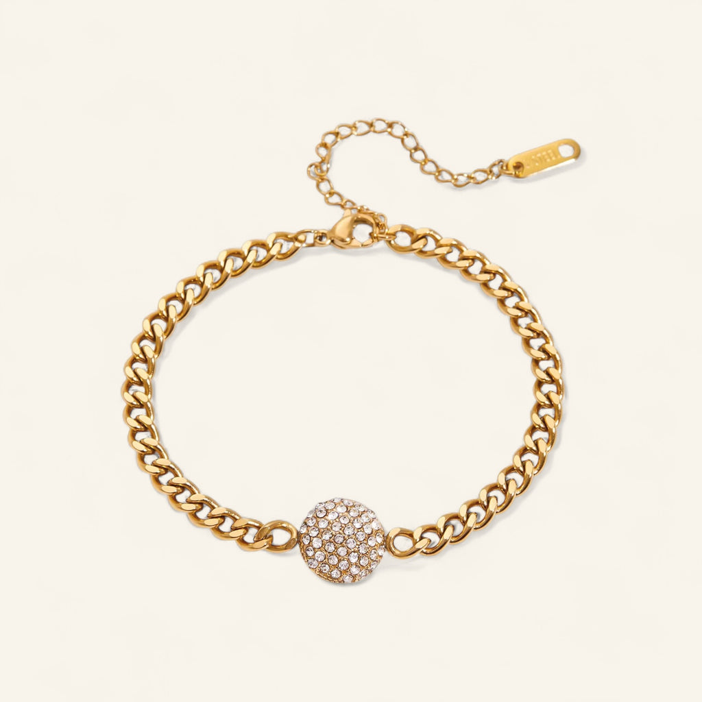 Länkformat armband med pavécirkel