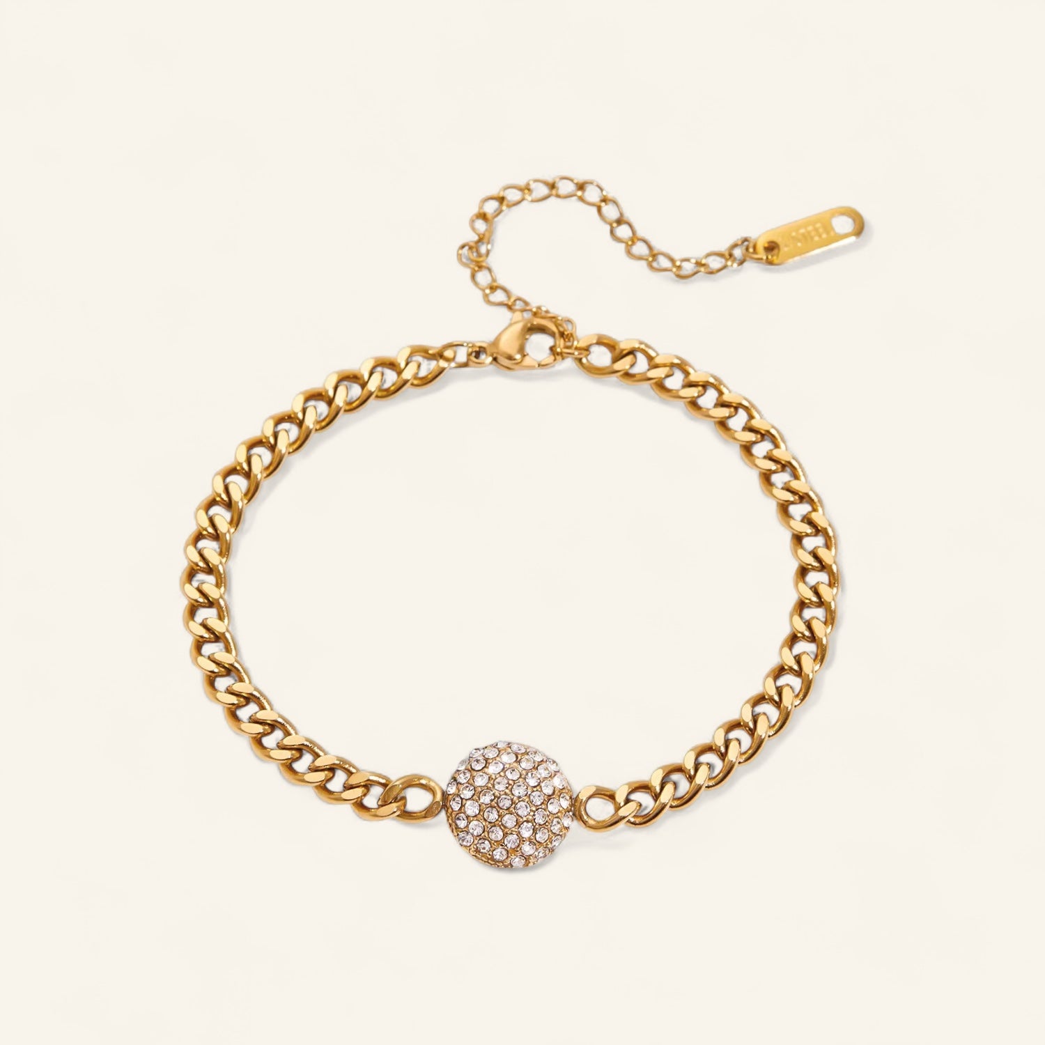Länkformat armband med pavécirkel