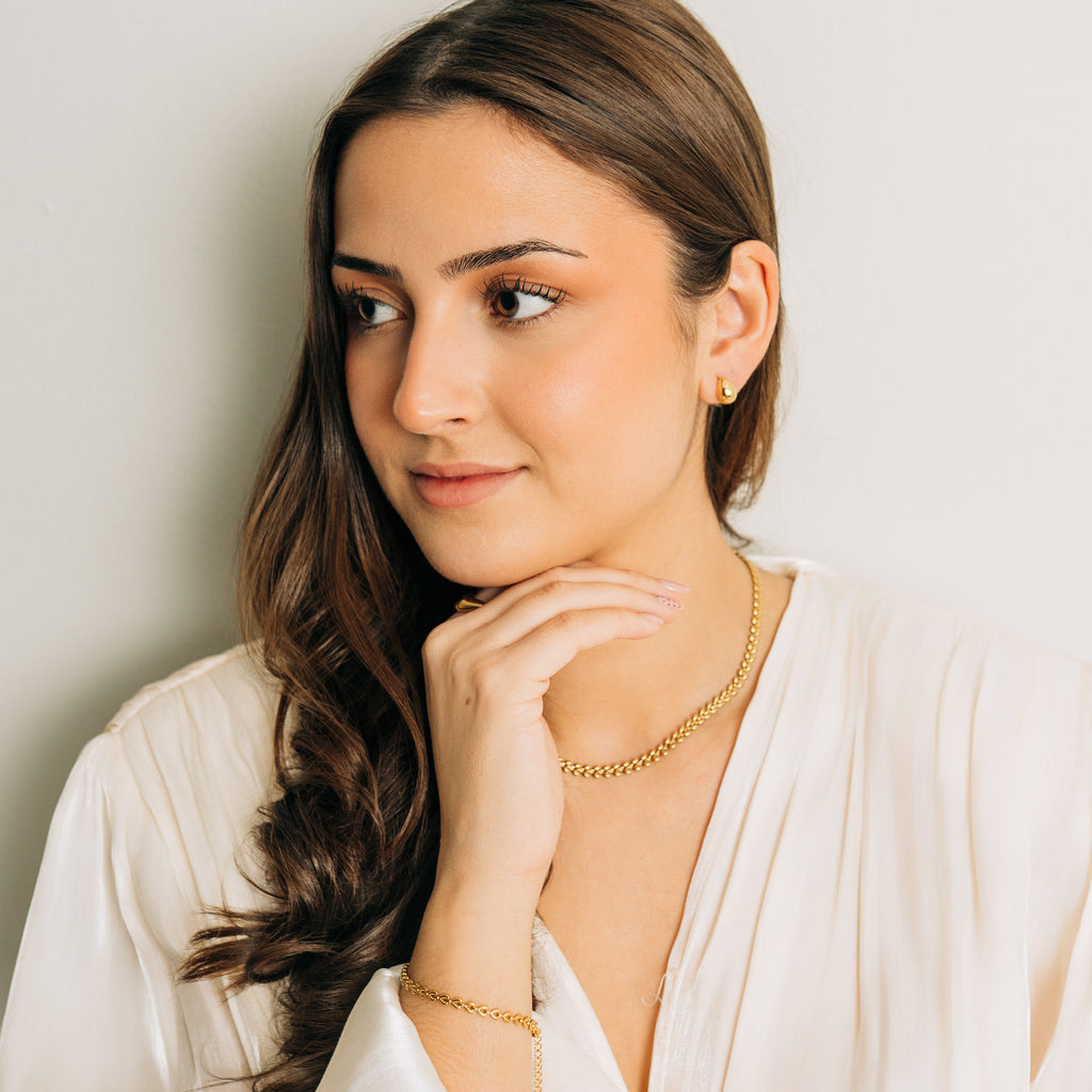 Halsband med fiskbensmönster 18k PVD-plätering