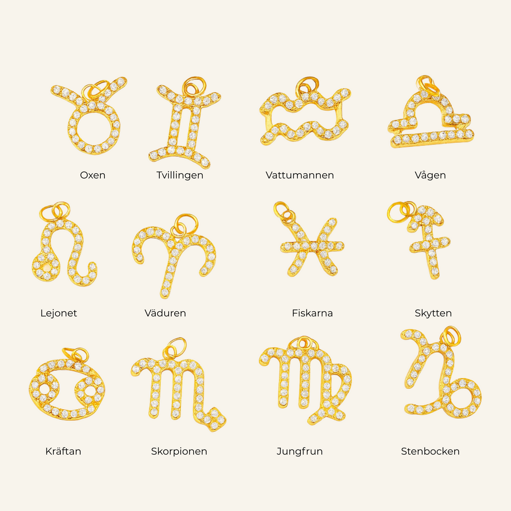 Halsband med zodiak-hänge med kristaller