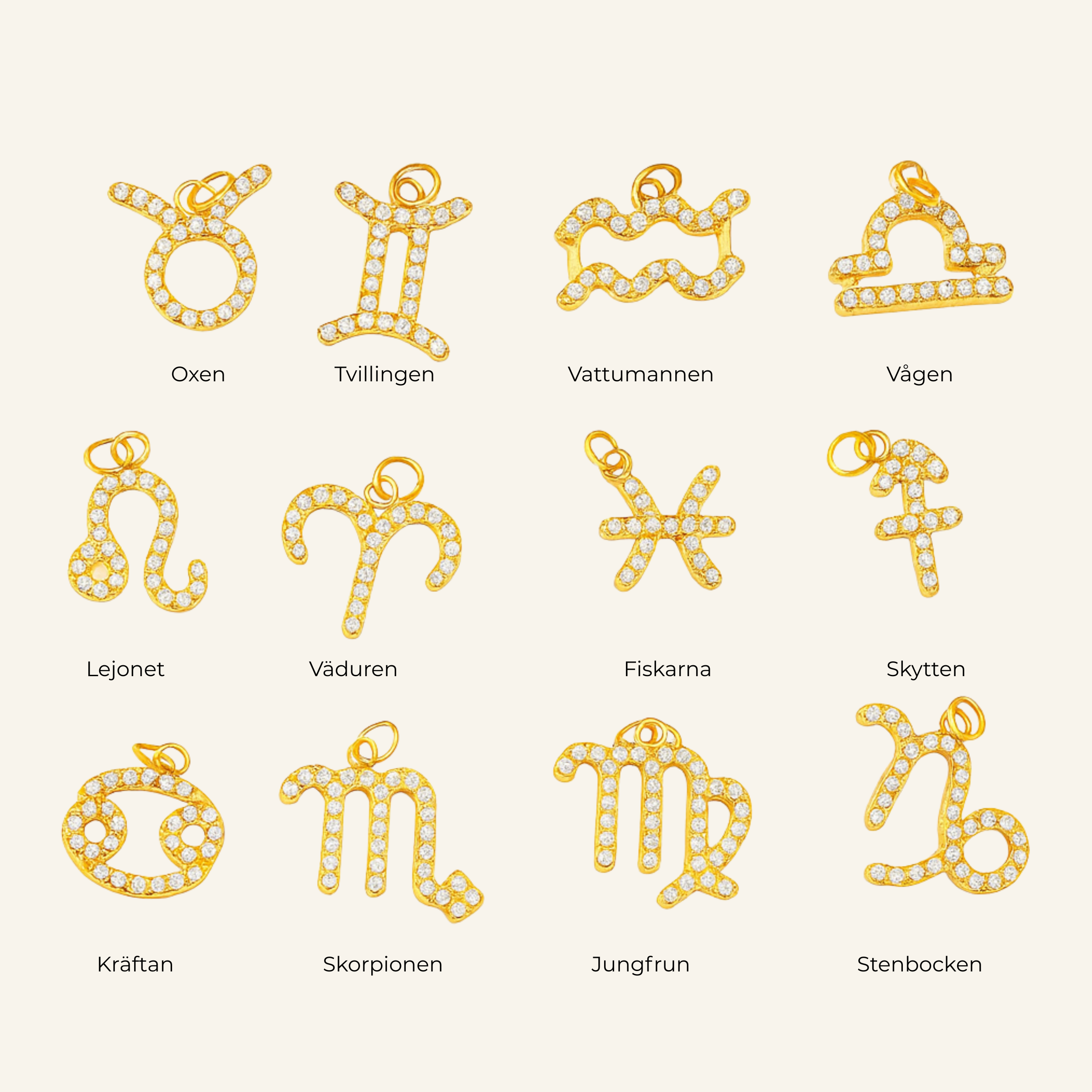 Halsband med zodiak-hänge med kristaller