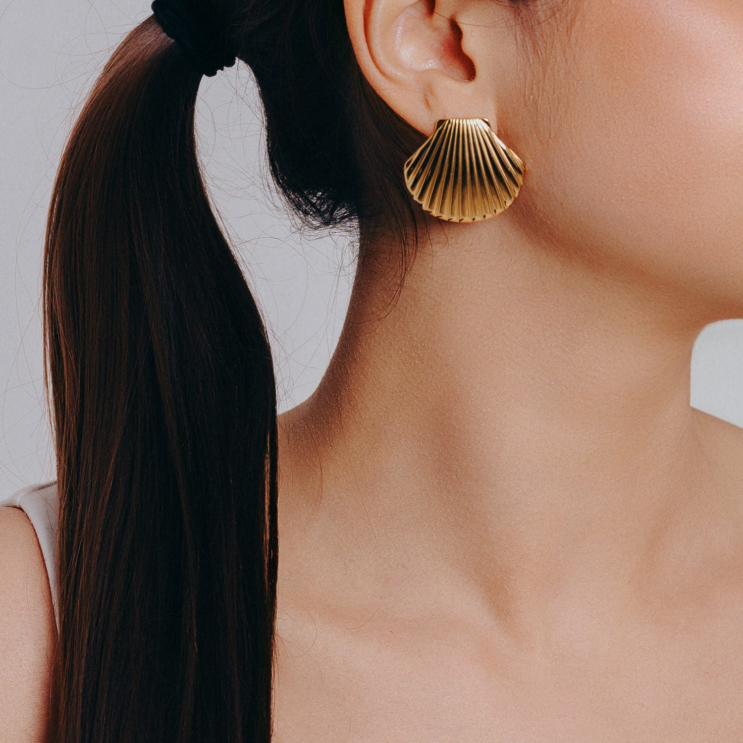 stor snäcka stud örhänge