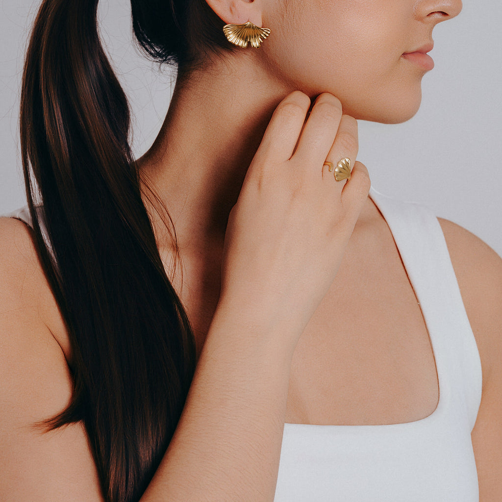 Örhänge blomblad ring blomblad