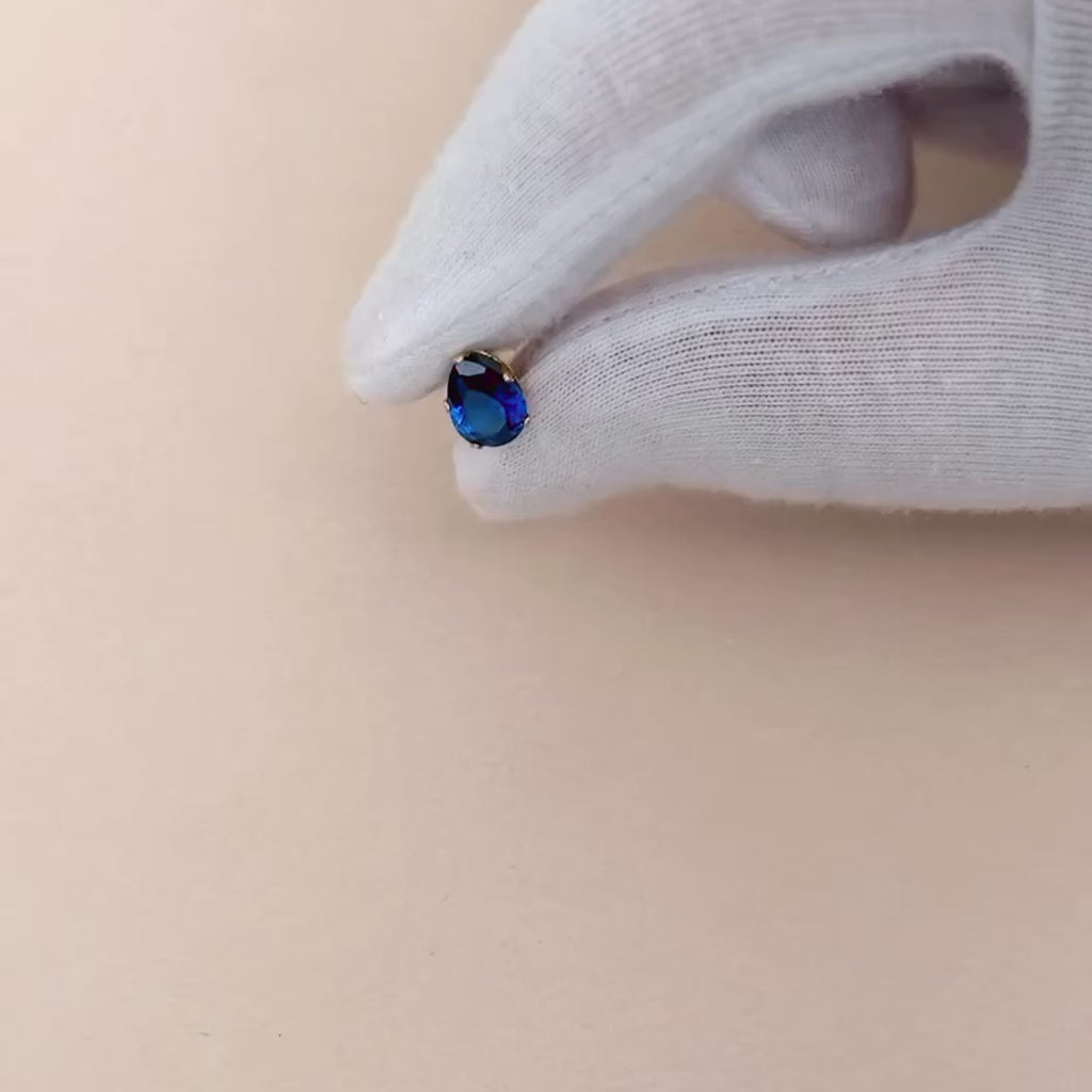 Kristallörhänge droppformad blå