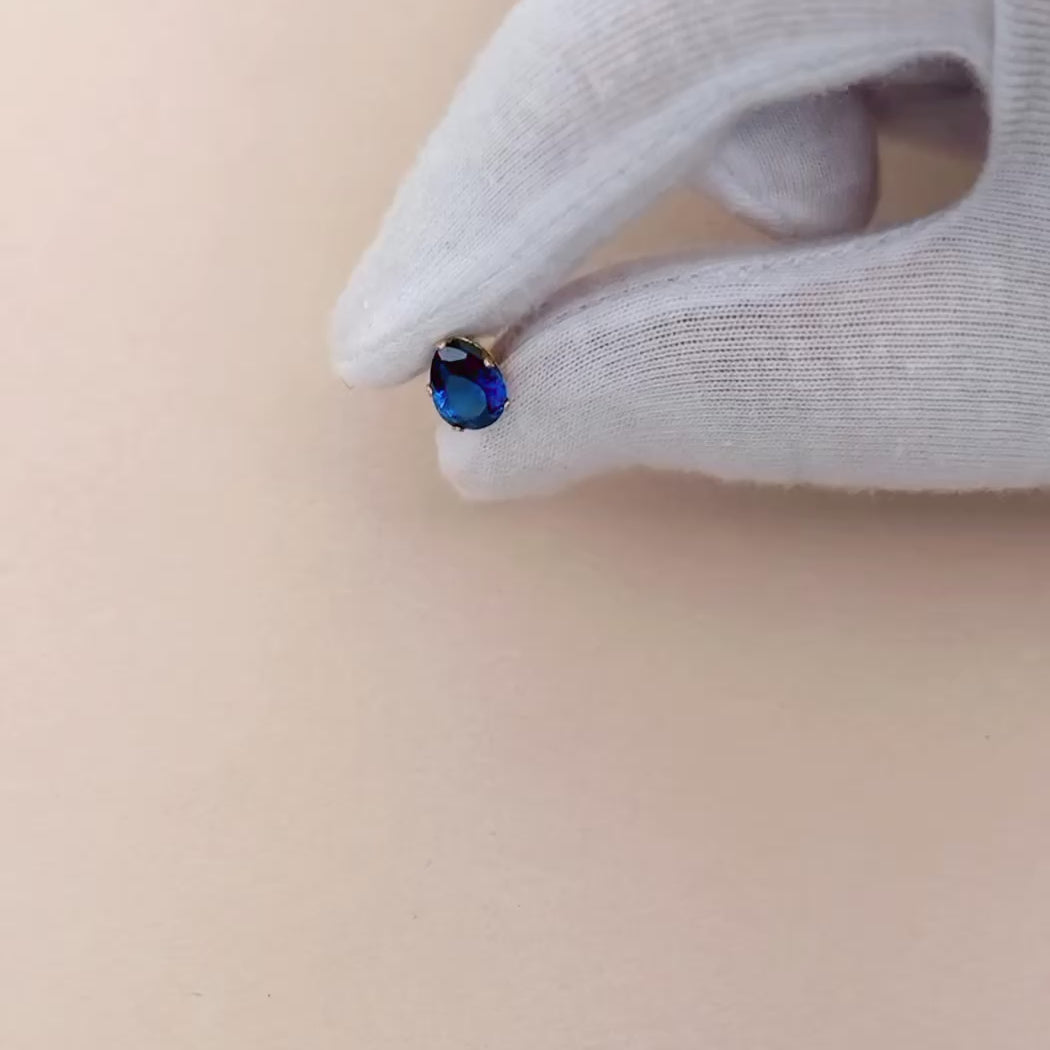 Kristallörhänge droppformad blå